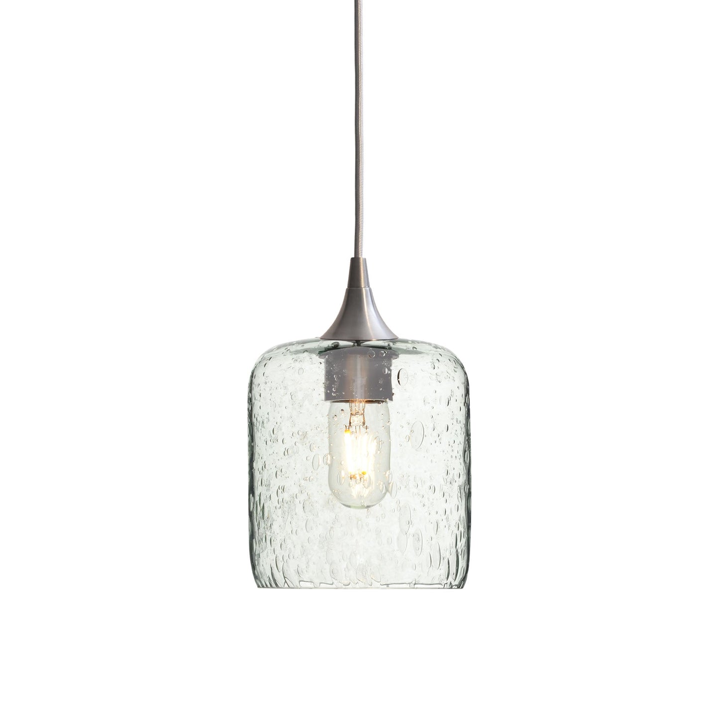 603 Lunar: Single Pendant Light-Glass-Bicycle Glass Co - Hotshop-Eco Clear-Brushed Nickel-Bicycle Glass Co