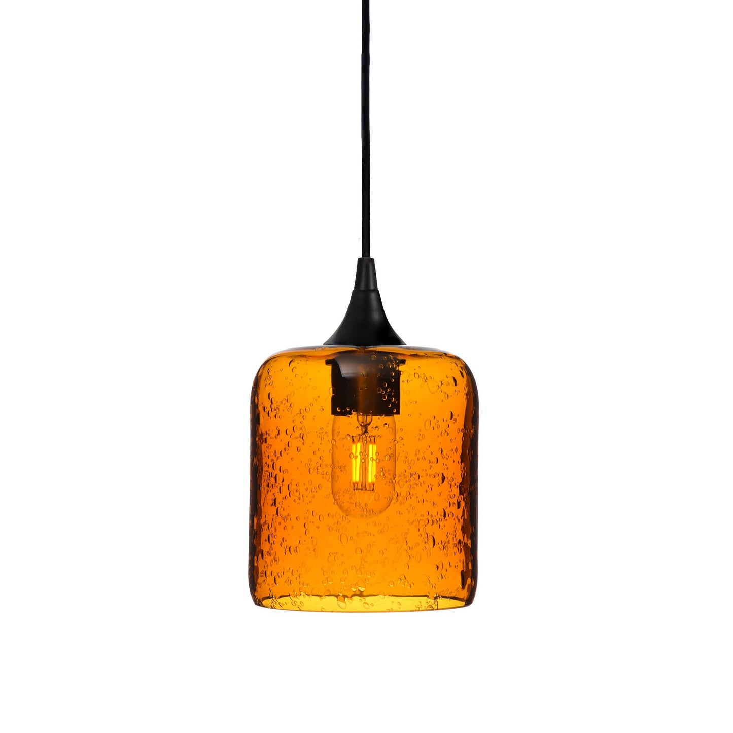 603 Lunar: Single Pendant Light-Glass-Bicycle Glass Co - Hotshop-Golden Amber-Matte Black-Bicycle Glass Co