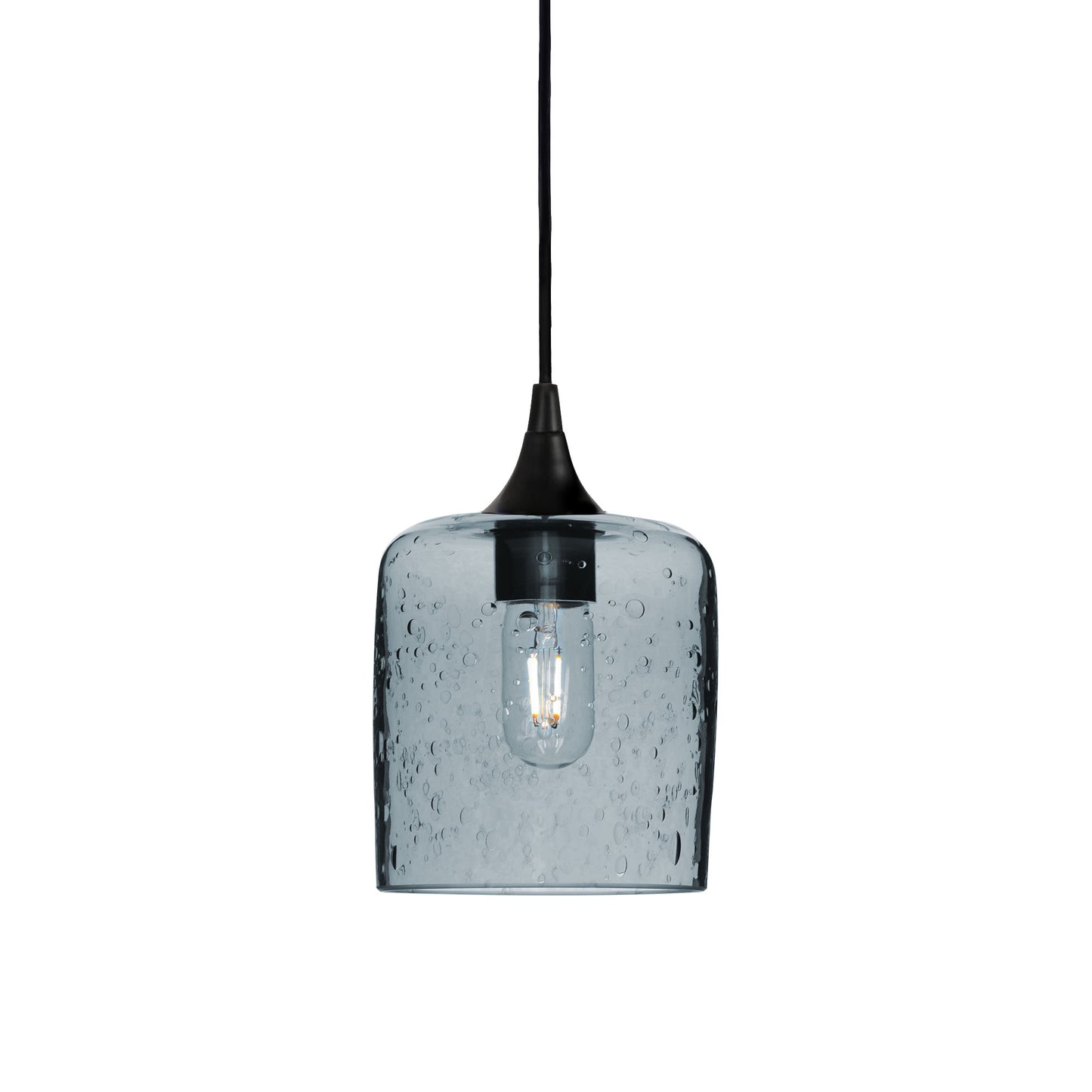 603 Lunar: Single Pendant Light-Glass-Bicycle Glass Co - Hotshop-Slate Gray-Matte Black-Bicycle Glass Co