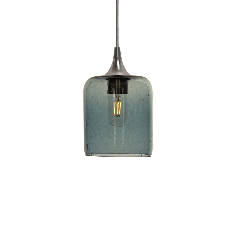 603 Single Pendant Light — Brushed Nickel - 4ft Downrod / Lunar / Slate Gray