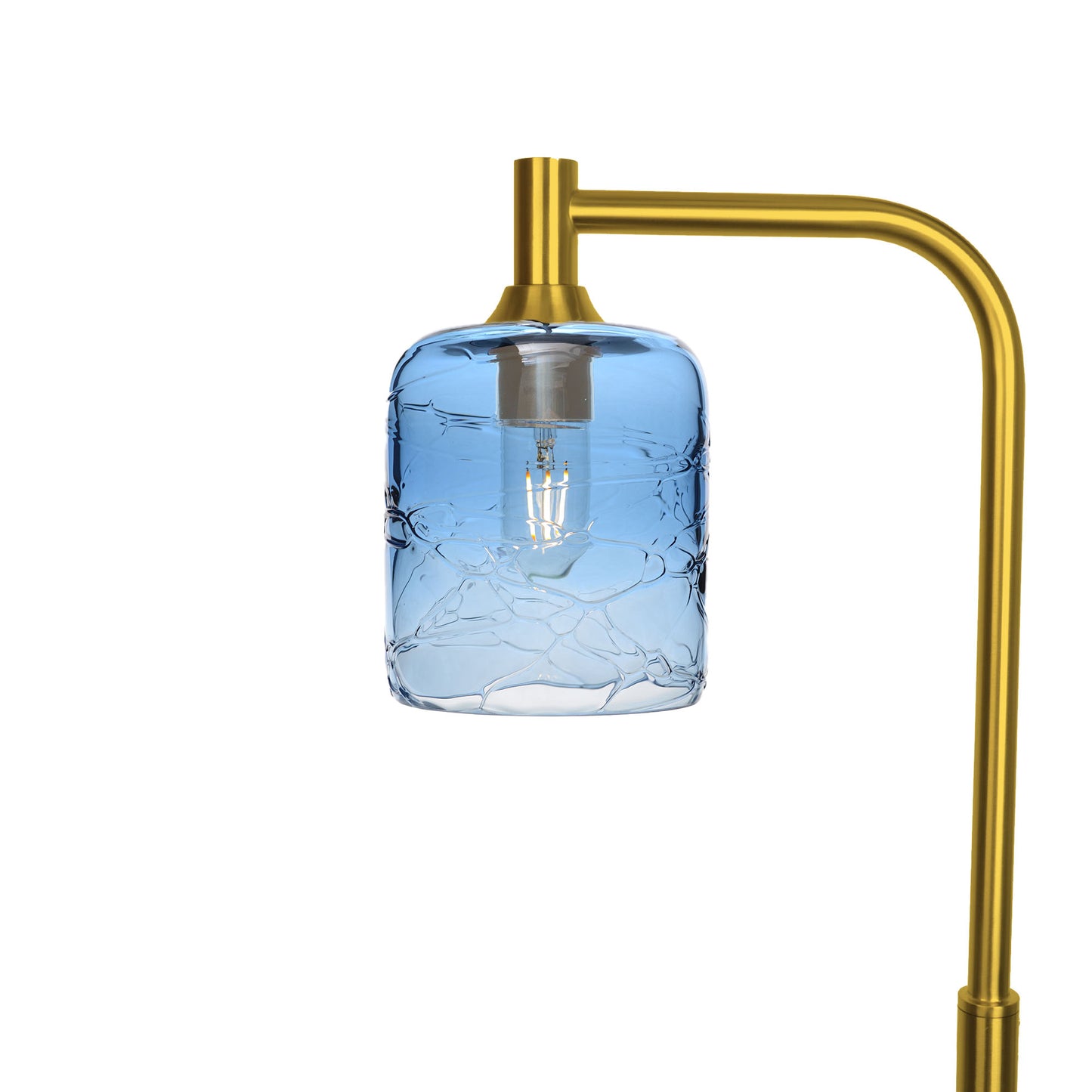 603 Spun: Floor Lamp-Glass-Bicycle Glass Co - Hotshop-Steel Blue-Polished Brass-Bicycle Glass Co