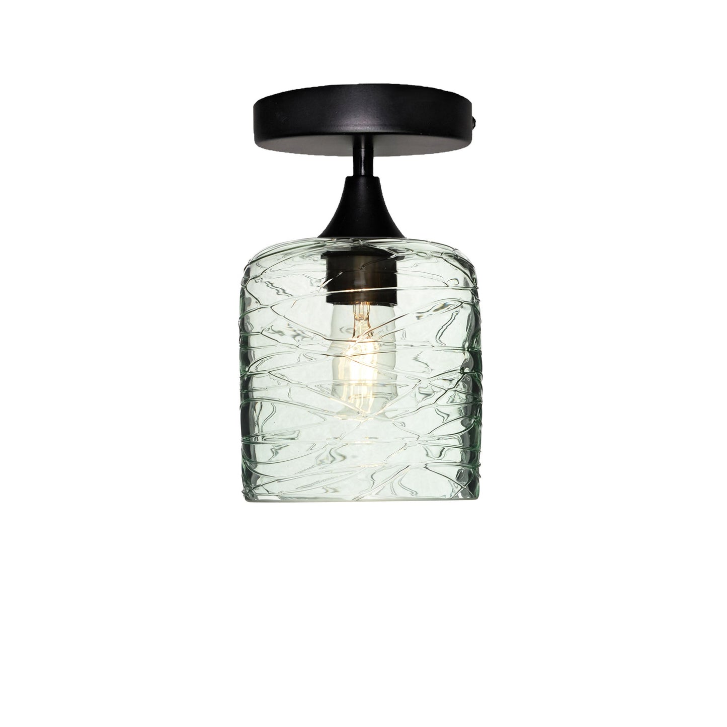 603 Spun: Semi Flush Light-Glass-Bicycle Glass Co - Hotshop-Eco Clear-Matte Black-Bicycle Glass Co