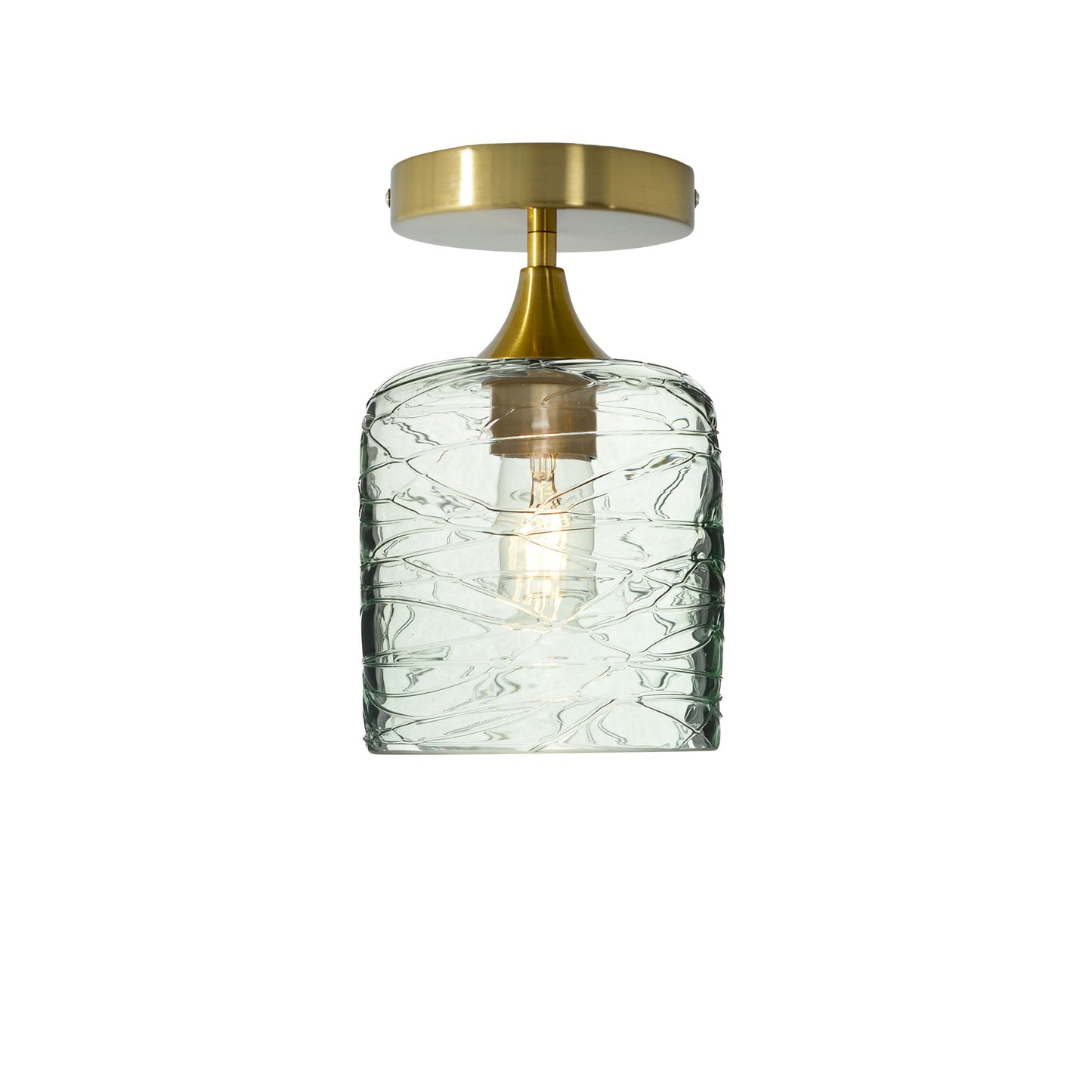 603 Spun: Semi Flush Light-Glass-Bicycle Glass Co - Hotshop-Eco Clear-Polished Brass-Bicycle Glass Co