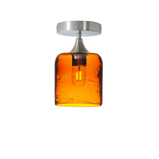 603 Spun: Semi Flush Light-Glass-Bicycle Glass Co - Hotshop-Golden Amber-Brushed Nickel-Bicycle Glass Co