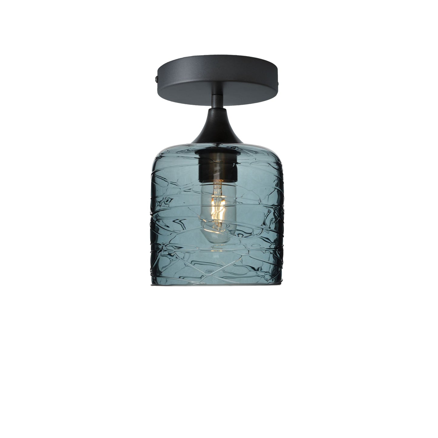 603 Spun: Semi Flush Light-Glass-Bicycle Glass Co - Hotshop-Slate Gray-Antique Bronze-Bicycle Glass Co