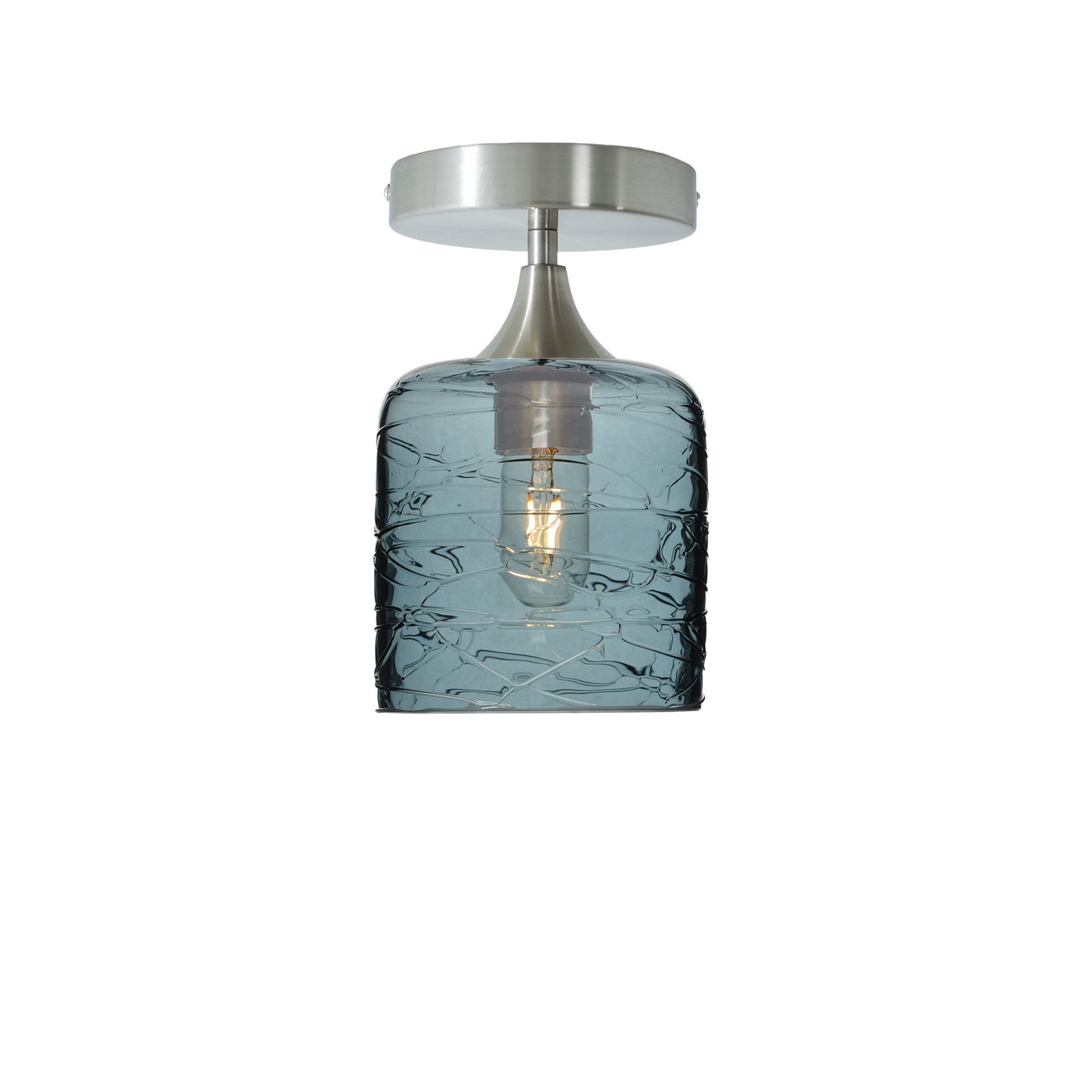 603 Spun: Semi Flush Light-Glass-Bicycle Glass Co - Hotshop-Slate Gray-Brushed Nickel-Bicycle Glass Co