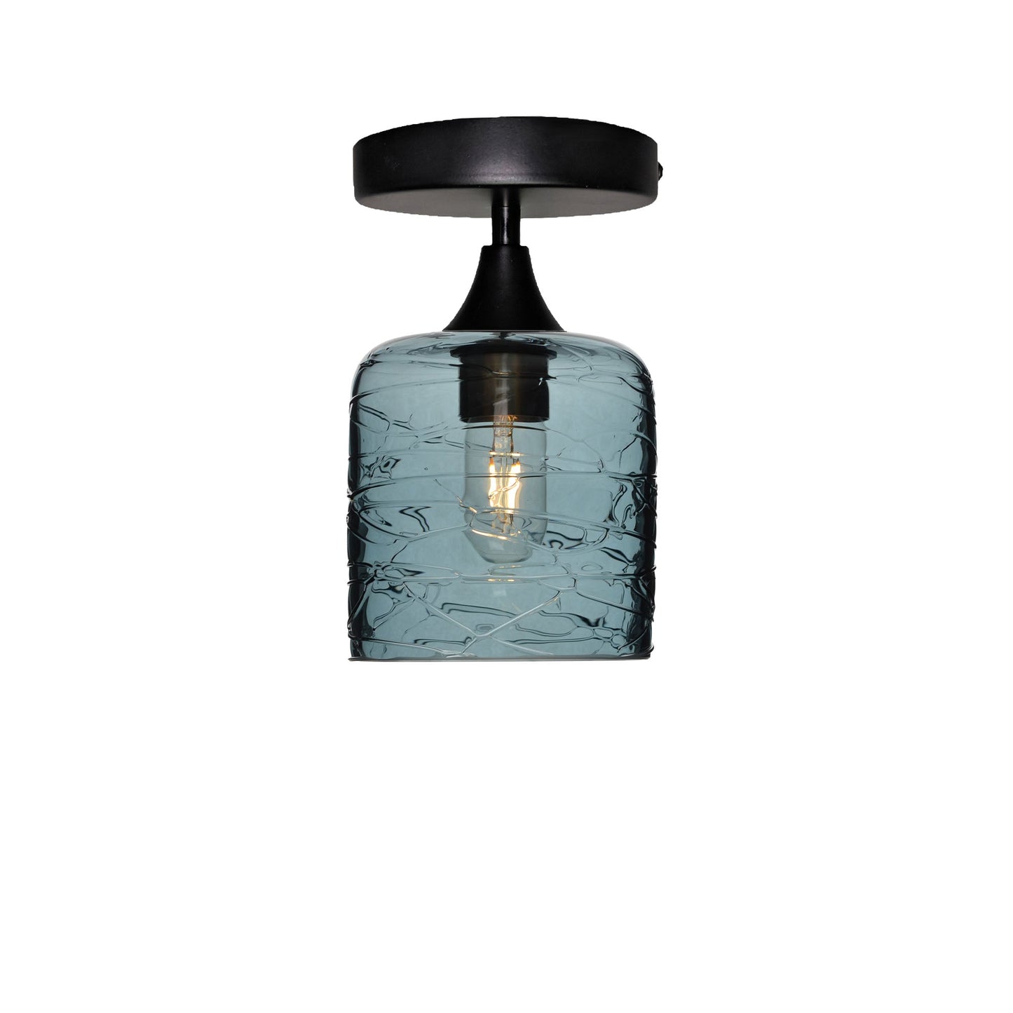 603 Spun: Semi Flush Light-Glass-Bicycle Glass Co - Hotshop-Slate Gray-Matte Black-Bicycle Glass Co