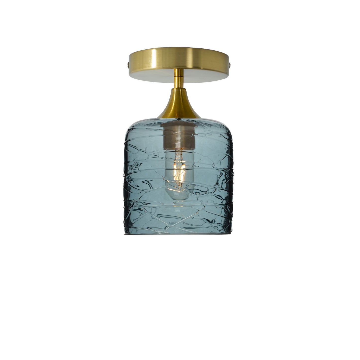 603 Spun: Semi Flush Light-Glass-Bicycle Glass Co - Hotshop-Slate Gray-Polished Brass-Bicycle Glass Co