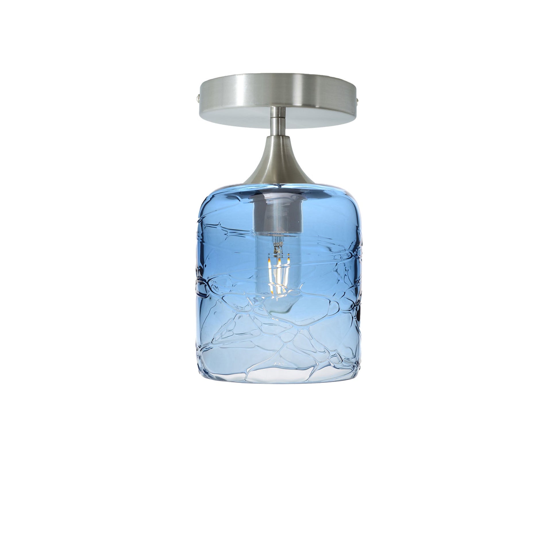 603 Spun: Semi Flush Light-Glass-Bicycle Glass Co - Hotshop-Steel Blue-Brushed Nickel-Bicycle Glass Co