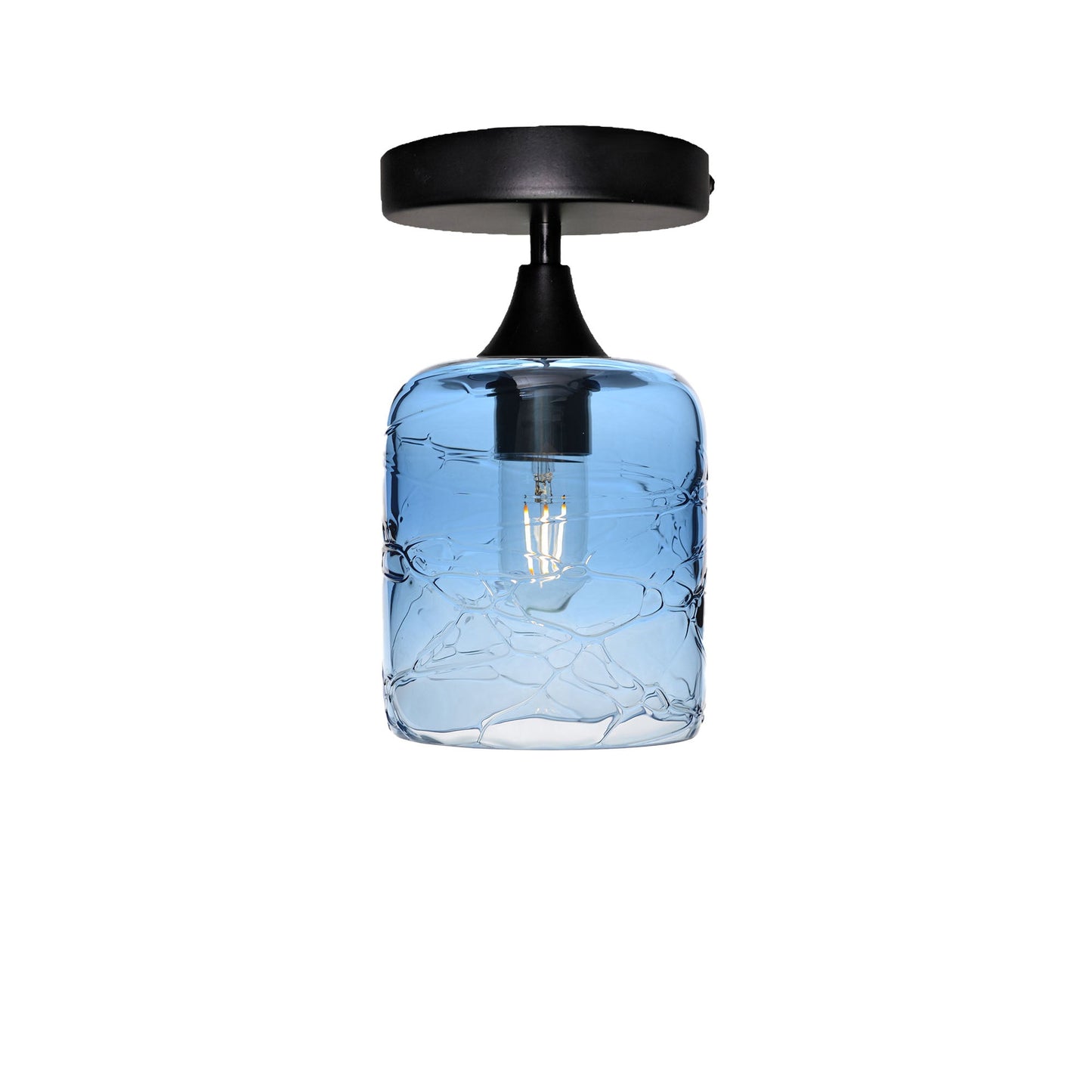 603 Spun: Semi Flush Light-Glass-Bicycle Glass Co - Hotshop-Steel Blue-Matte Black-Bicycle Glass Co