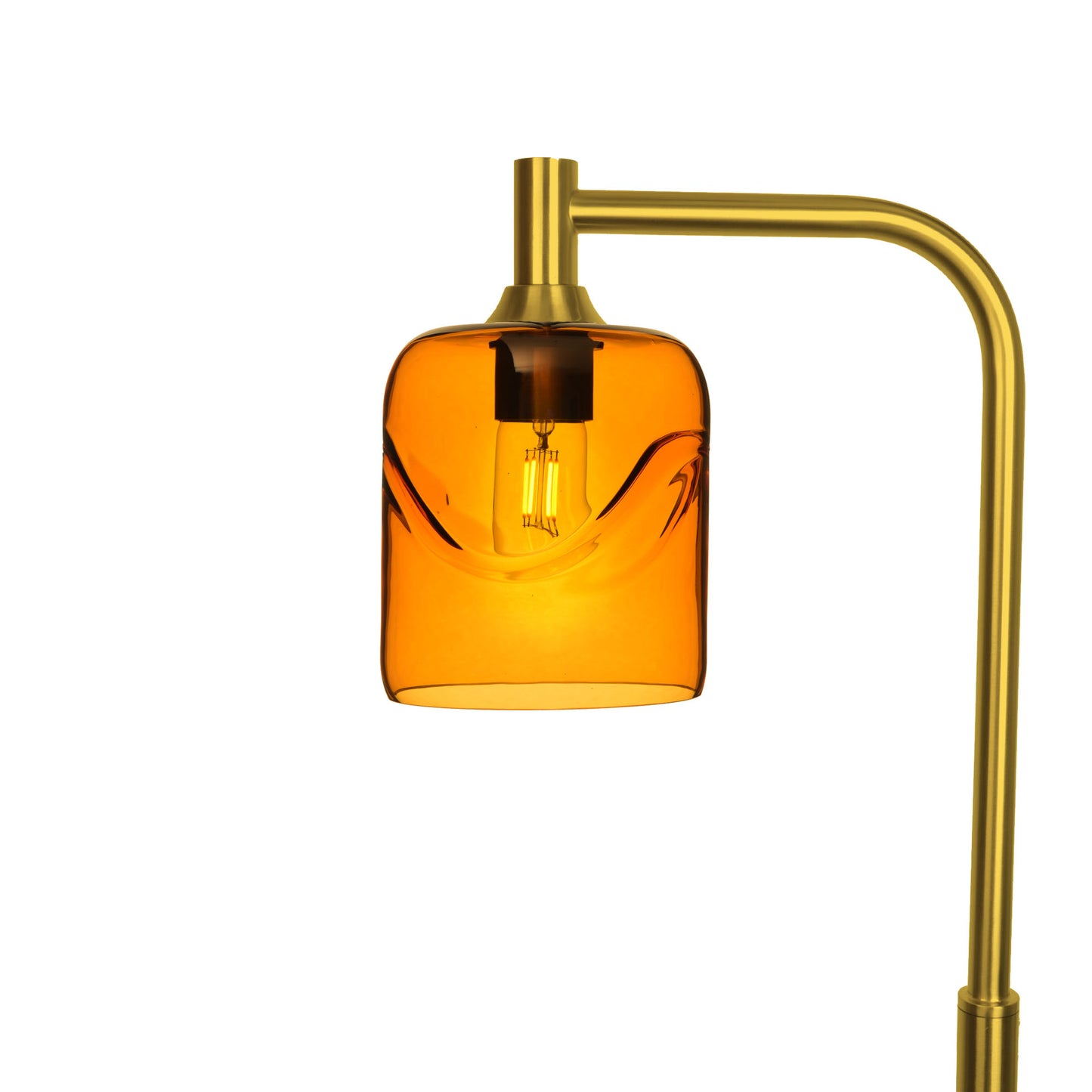 603 Swell: Floor Lamp-Glass-Bicycle Glass Co - Hotshop-Golden Amber-Polished Brass-Bicycle Glass Co
