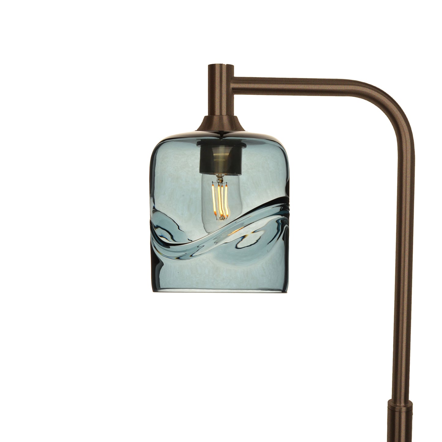603 Swell: Floor Lamp-Glass-Bicycle Glass Co - Hotshop-Slate Gray-Antique Bronze-Bicycle Glass Co