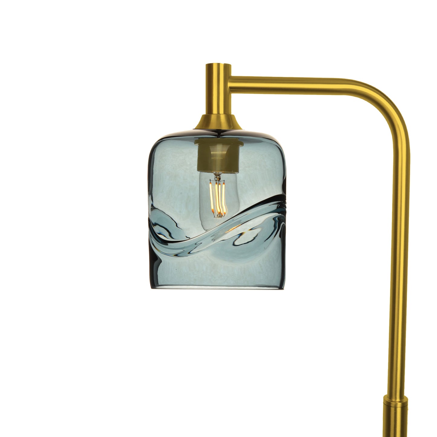 603 Swell: Floor Lamp-Glass-Bicycle Glass Co - Hotshop-Slate Gray-Polished Brass-Bicycle Glass Co