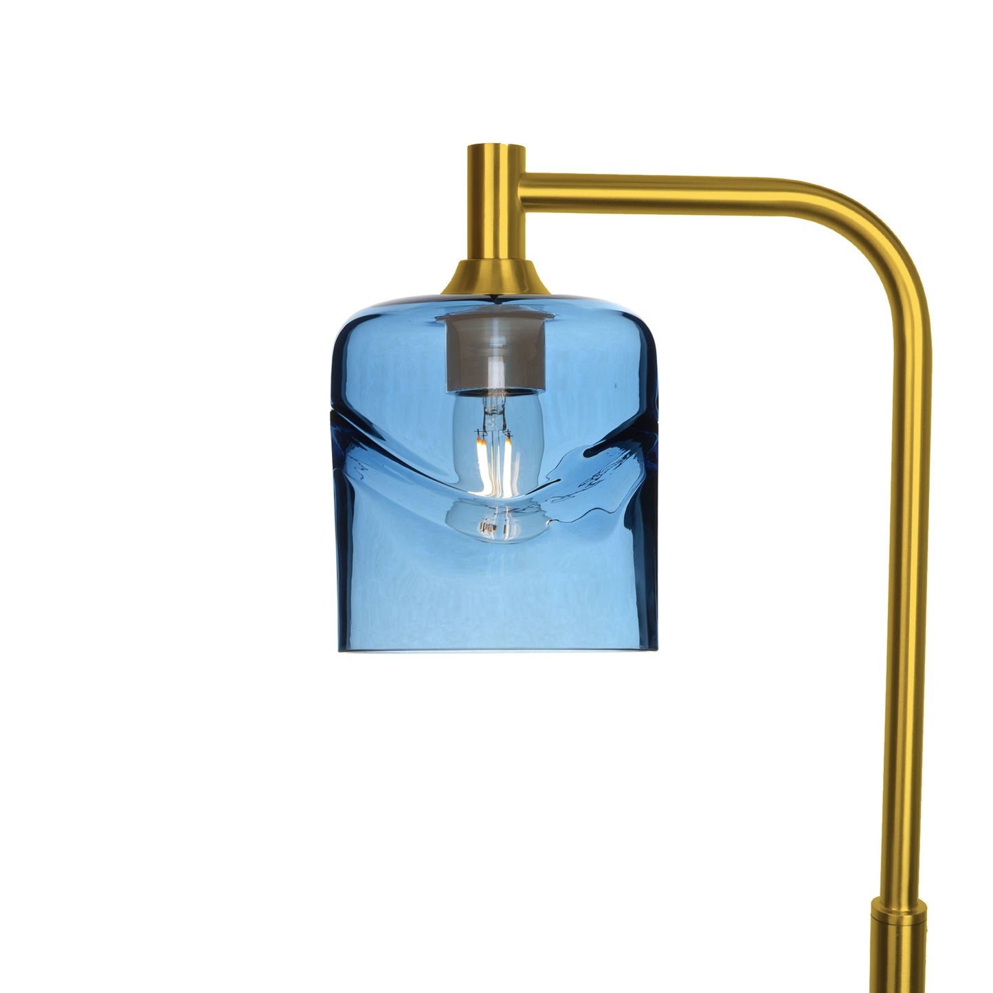 603 Swell: Floor Lamp-Glass-Bicycle Glass Co - Hotshop-Steel Blue-Polished Brass-Bicycle Glass Co