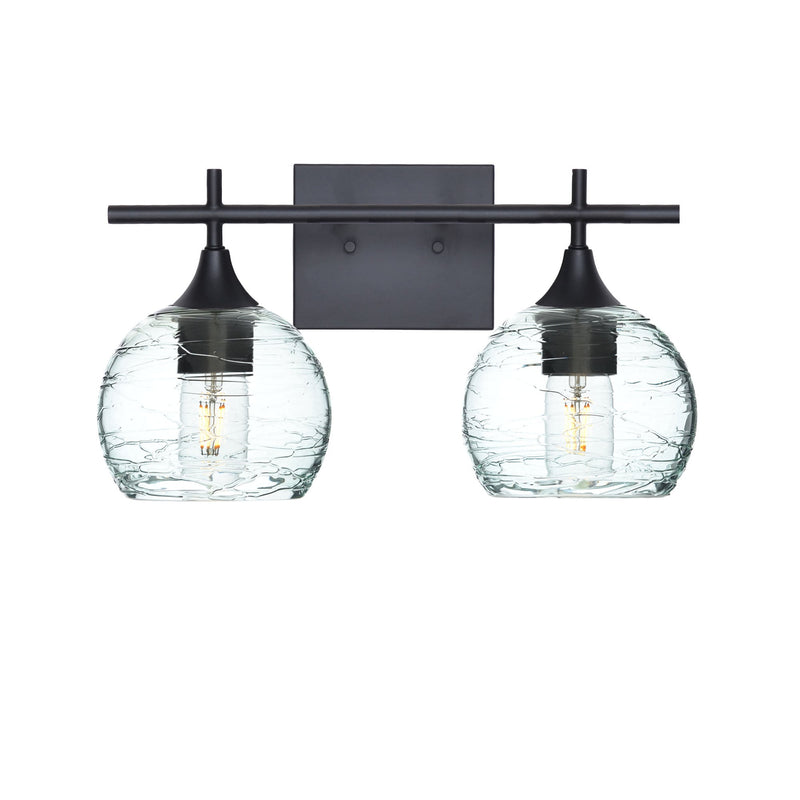 763 2-Light Wall Vanity — Matte Black / Spun / Eco Clear