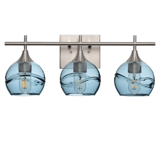 763 3-Light Vanity-Glass-Bicycle Glass Co-Swell-Slate Gray-Brushed Nickel-Bicycle Glass Co