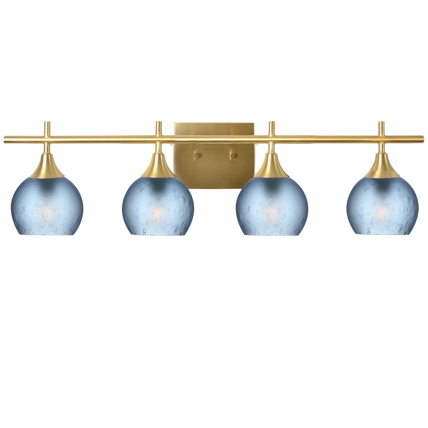 763 4-Light Vanity-Glass-Bicycle Glass Co-Celestial-Steel Blue-Polished Brass-Bicycle Glass Co
