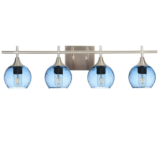 763 4-Light Vanity-Glass-Bicycle Glass Co-Lunar-Steel Blue-Brushed Nickel-Bicycle Glass Co