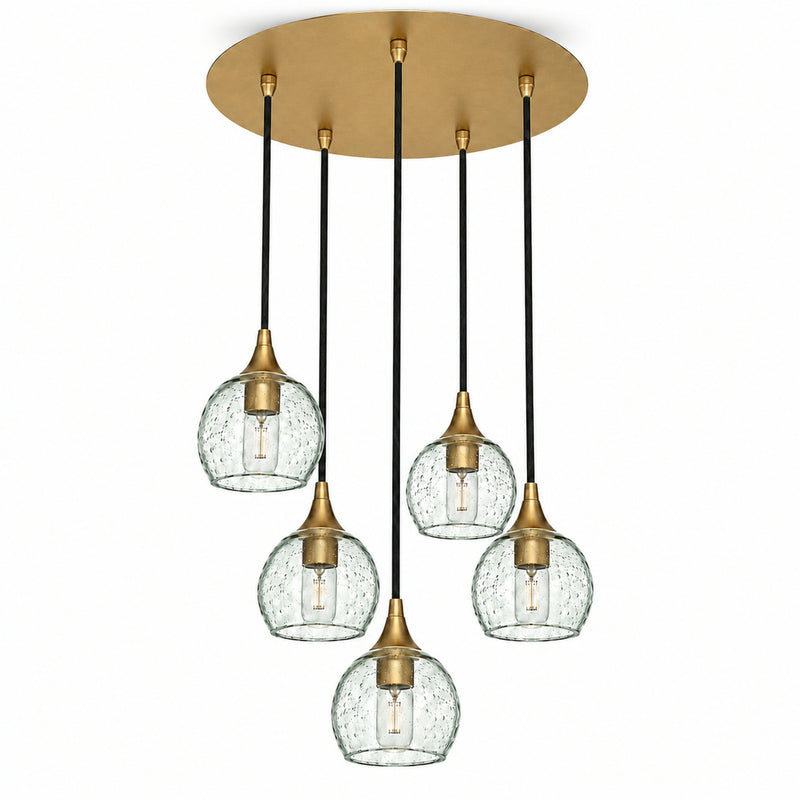 763 5 Pendant Cascade Chandelier — Polished Brass - Custom / Lunar / Eco Clear