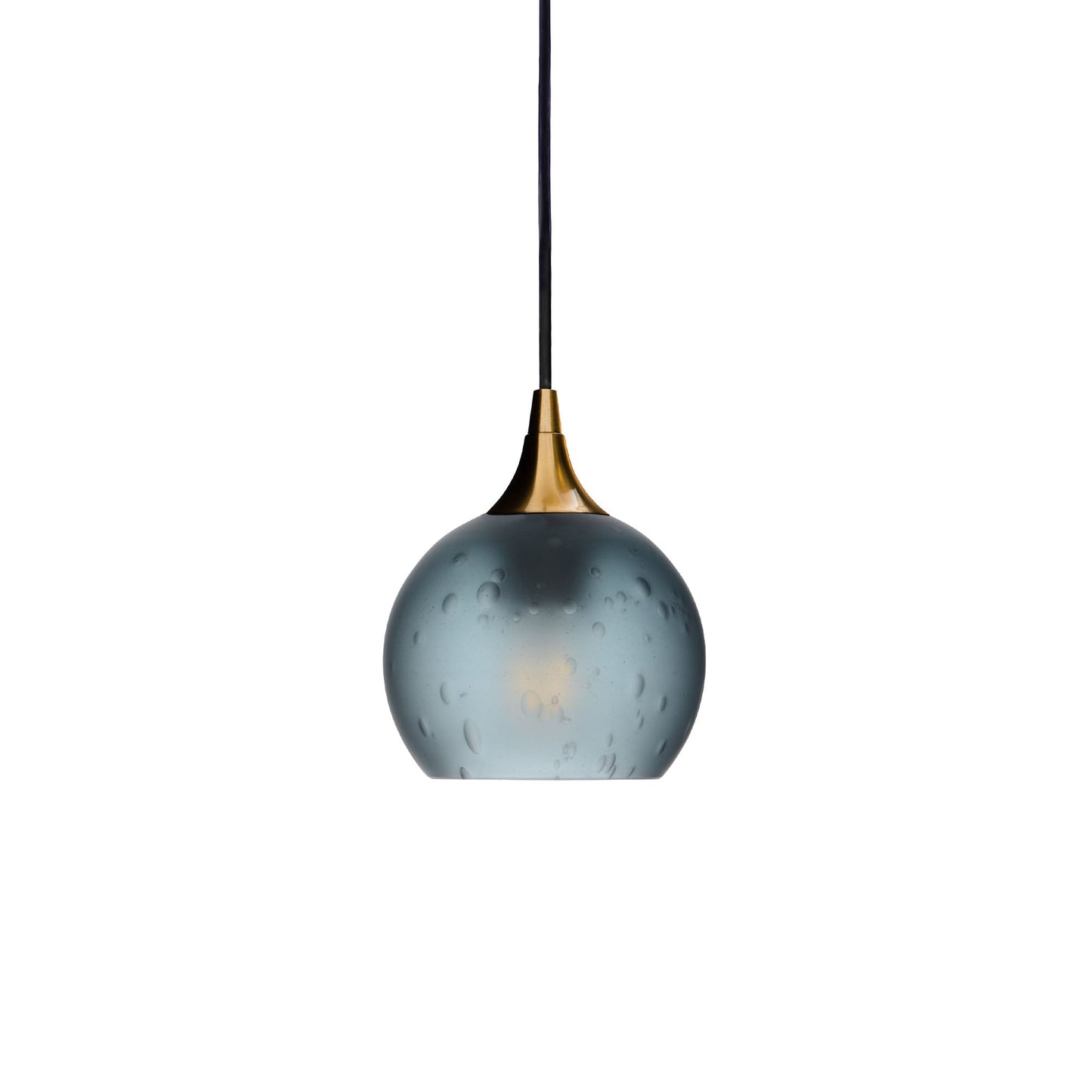 763 Celestial: Single Pendant Light-Glass-Bicycle Glass Co - Hotshop-Slate Gray-Polished Brass-Bicycle Glass Co