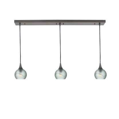 763 Glacial: 3 Pendant Linear Chandelier-Glass-Bicycle Glass Co - Hotshop-Eco Clear-Antique Bronze-Bicycle Glass Co