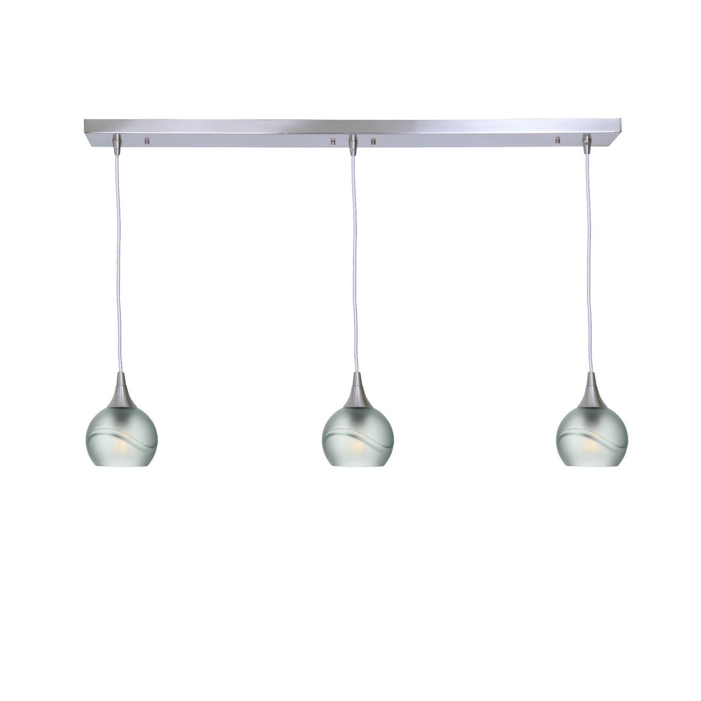 763 Glacial: 3 Pendant Linear Chandelier-Glass-Bicycle Glass Co - Hotshop-Eco Clear-Brushed Nickel-Bicycle Glass Co