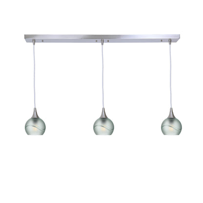763 Glacial: 3 Pendant Linear Chandelier-Glass-Bicycle Glass Co - Hotshop-Eco Clear-Brushed Nickel-Bicycle Glass Co