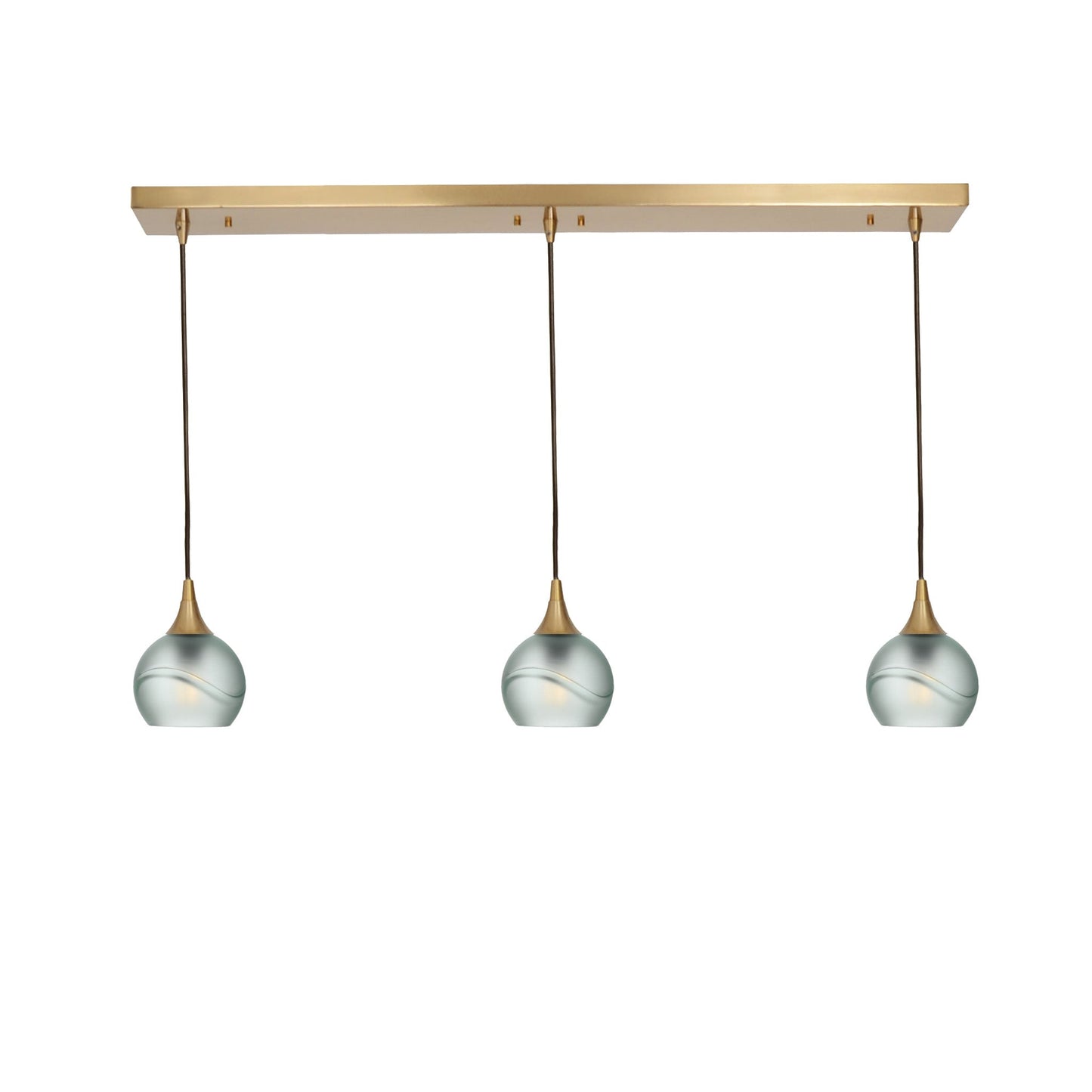 763 Glacial: 3 Pendant Linear Chandelier-Glass-Bicycle Glass Co - Hotshop-Eco Clear-Polished Brass-Bicycle Glass Co