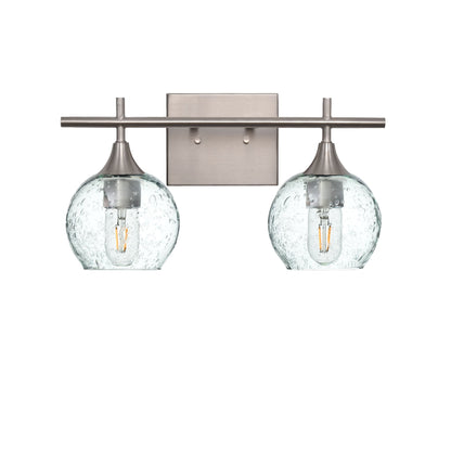 763 Lunar: 2 Light Wall Vanity-Glass-Bicycle Glass Co - Hotshop-Eco Clear-Brushed Nickel-Bicycle Glass Co