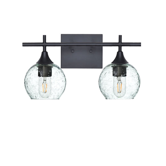 763 Lunar: 2 Light Wall Vanity-Glass-Bicycle Glass Co - Hotshop-Eco Clear-Matte Black-Bicycle Glass Co