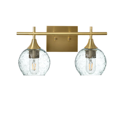 763 Lunar: 2 Light Wall Vanity-Glass-Bicycle Glass Co - Hotshop-Eco Clear-Satin Brass-Bicycle Glass Co