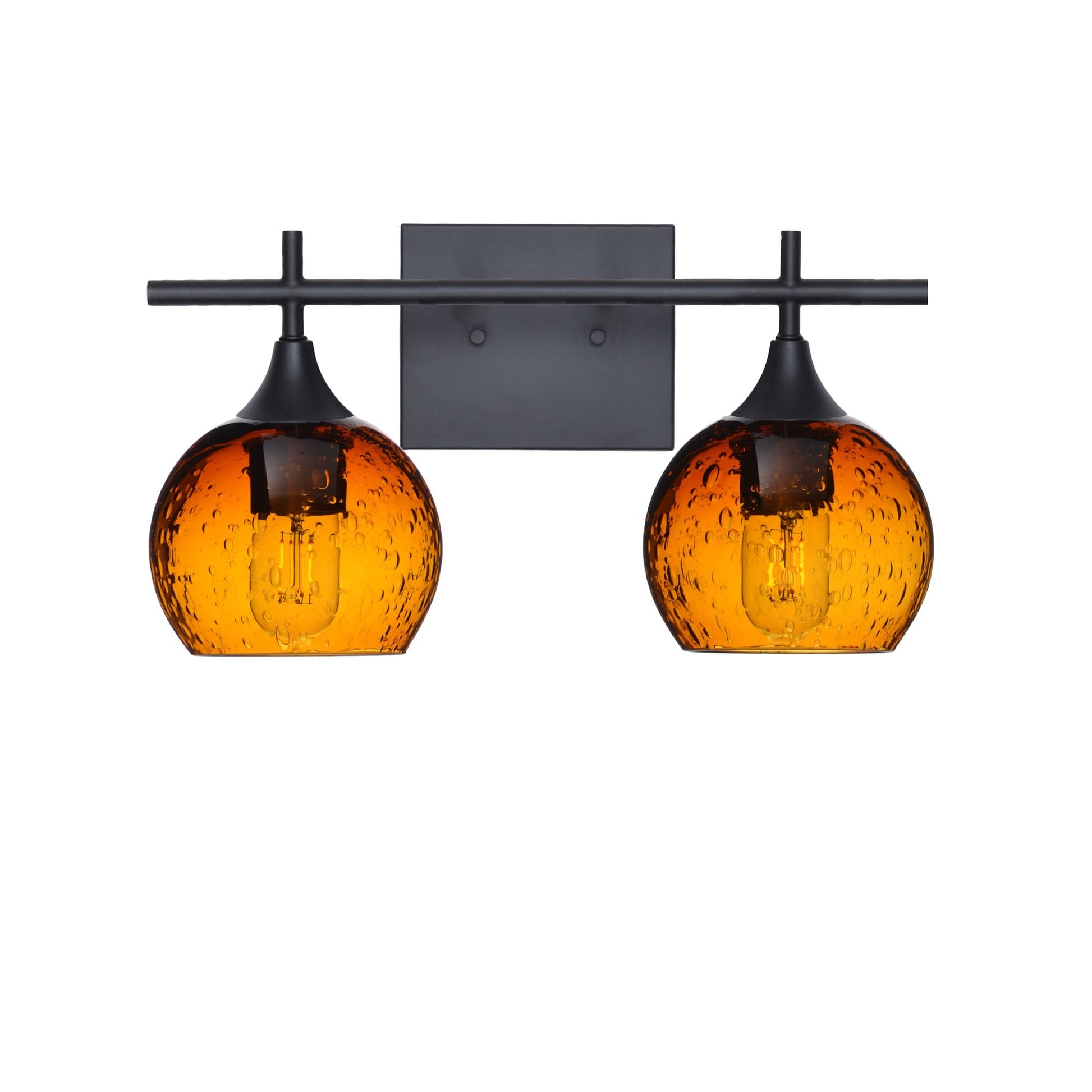 763 Lunar: 2 Light Wall Vanity-Glass-Bicycle Glass Co - Hotshop-Golden Amber-Matte Black-Bicycle Glass Co