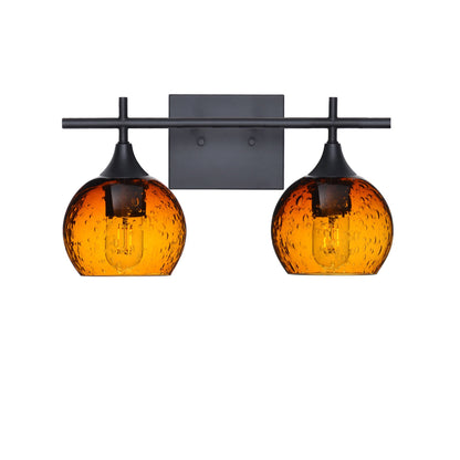 763 Lunar: 2 Light Wall Vanity-Glass-Bicycle Glass Co - Hotshop-Golden Amber-Matte Black-Bicycle Glass Co
