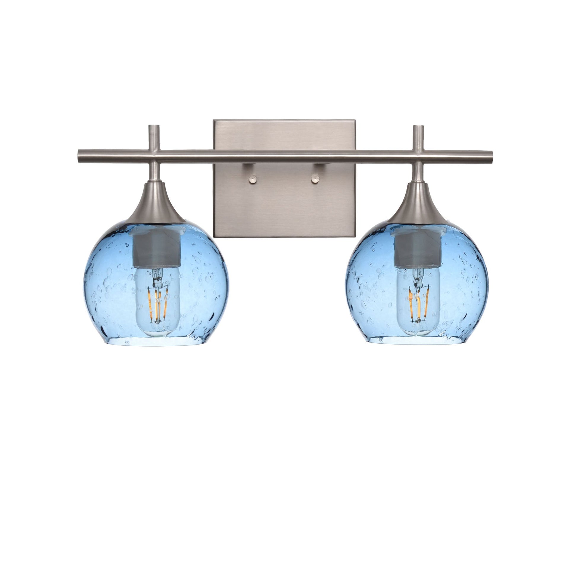 763 Lunar: 2 Light Wall Vanity-Glass-Bicycle Glass Co - Hotshop-Steel Blue-Brushed Nickel-Bicycle Glass Co