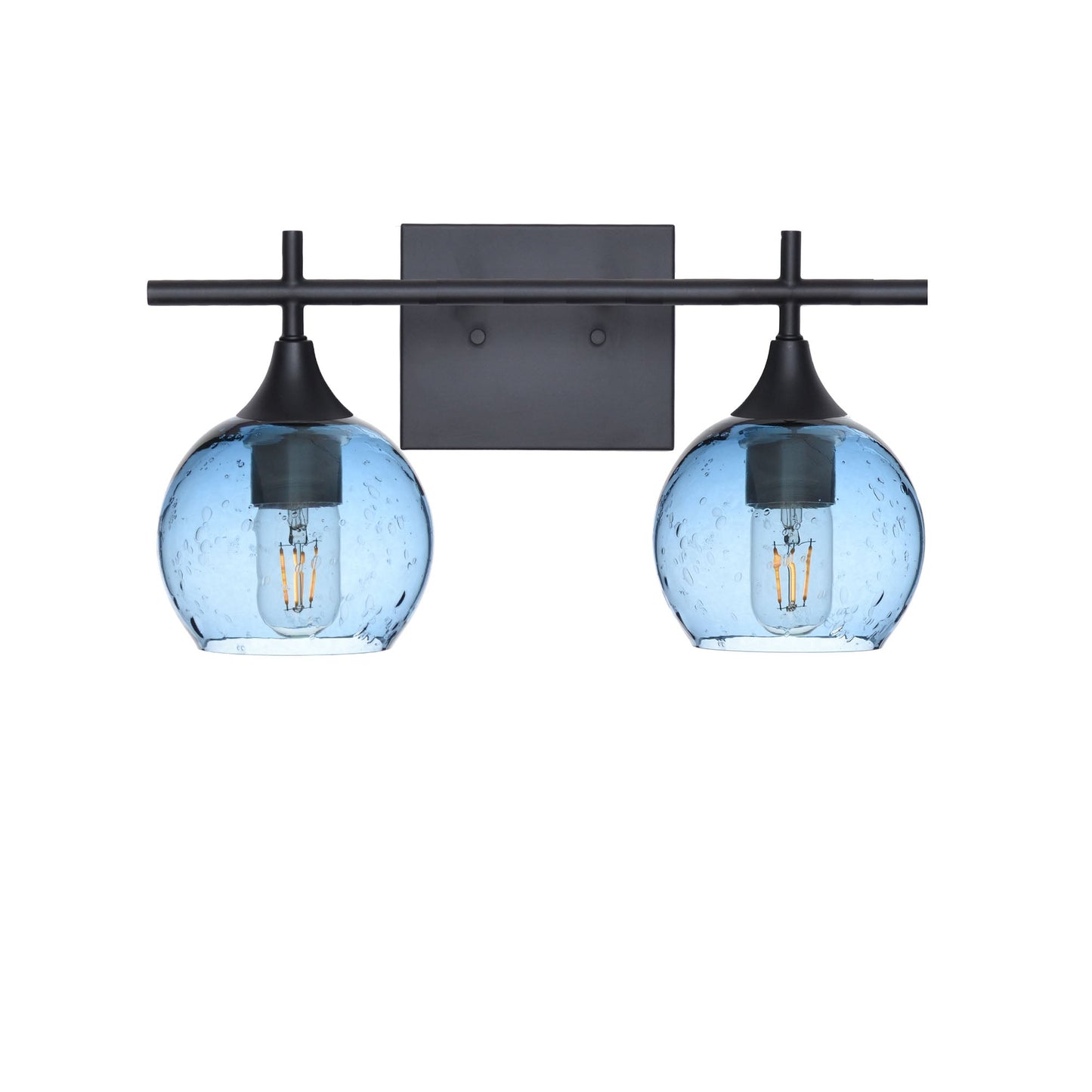 763 Lunar: 2 Light Wall Vanity-Glass-Bicycle Glass Co - Hotshop-Steel Blue-Matte Black-Bicycle Glass Co