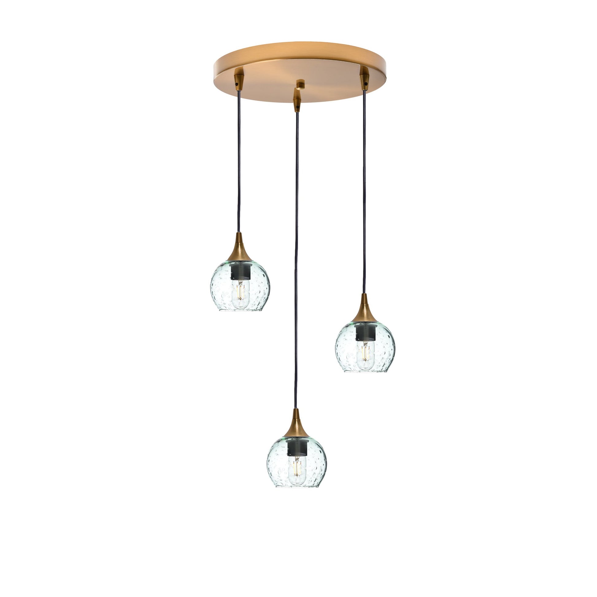 763 Lunar: 3 Pendant Cascade Chandelier-Glass-Bicycle Glass Co - Hotshop-Eco Clear-Polished Brass-Bicycle Glass Co