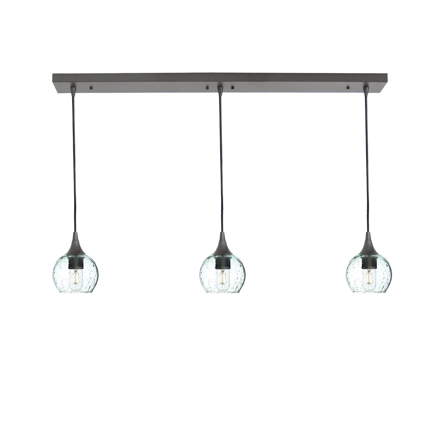 763 Lunar: 3 Pendant Linear Chandelier-Glass-Bicycle Glass Co - Hotshop-Eco Clear-Antique Bronze-Bicycle Glass Co