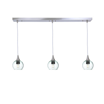 763 Lunar: 3 Pendant Linear Chandelier-Glass-Bicycle Glass Co - Hotshop-Eco Clear-Brushed Nickel-Bicycle Glass Co
