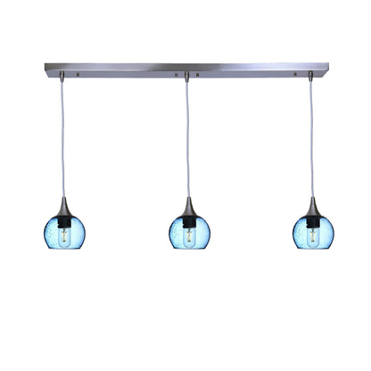 763 Lunar: 3 Pendant Linear Chandelier-Glass-Bicycle Glass Co - Hotshop-Eco Clear-Antique Bronze-Bicycle Glass Co