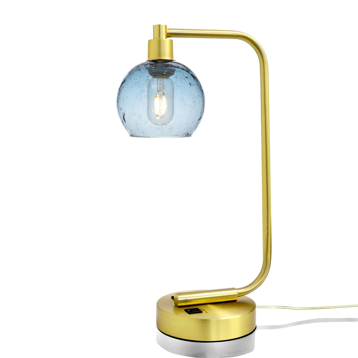 763 Lunar: Table Lamp-Glass-Bicycle Glass Co - Hotshop-Slate Gray-Satin Brass-Bicycle Glass Co