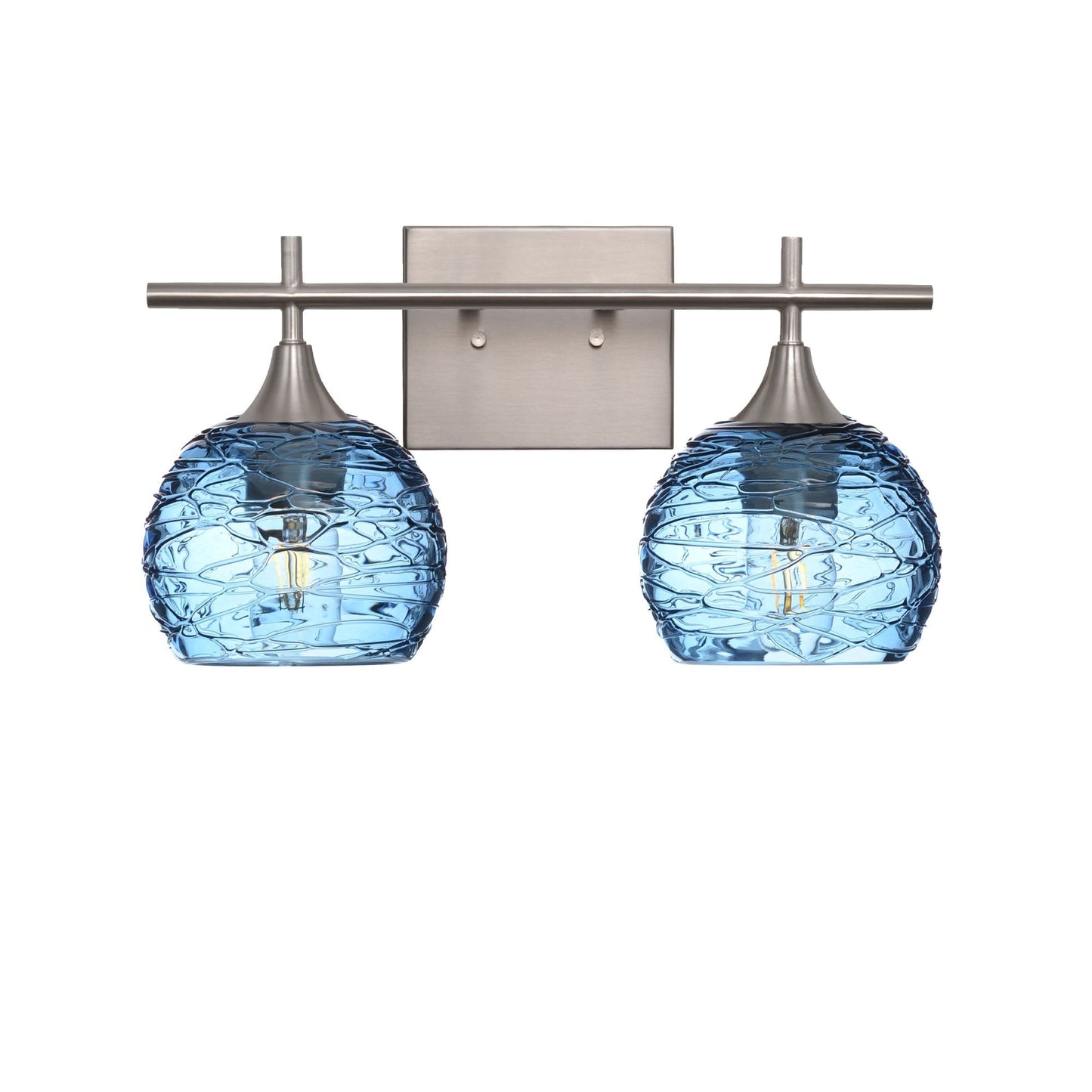 763 Spun: 2 Light Wall Vanity-Glass-Bicycle Glass Co - Hotshop-Steel Blue-Brushed Nickel-Bicycle Glass Co