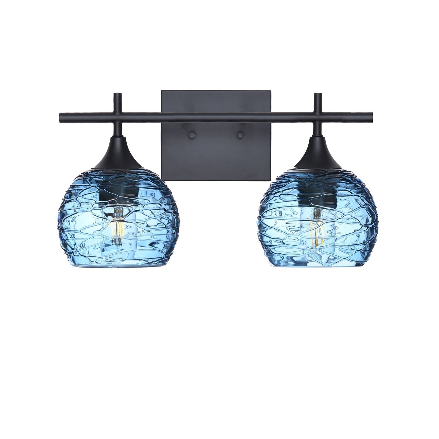 763 Spun: 2 Light Wall Vanity-Glass-Bicycle Glass Co - Hotshop-Steel Blue-Matte Black-Bicycle Glass Co