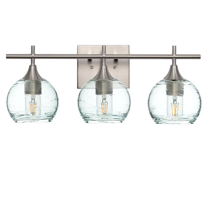 763 Spun: 3 Light Wall Vanity-Glass-Bicycle Glass Co - Hotshop-Eco Clear-Brushed Nickel-Bicycle Glass Co