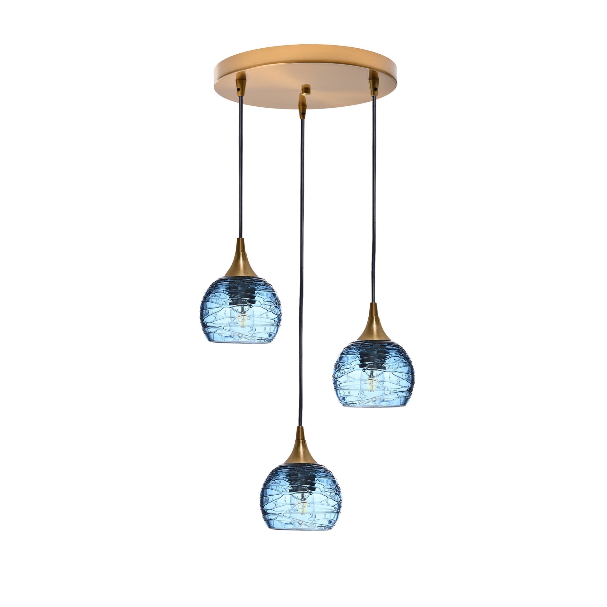 763 Spun: 3 Pendant Cascade Chandelier-Glass-Bicycle Glass Co - Hotshop-Slate Gray-Matte Black-Bicycle Glass Co