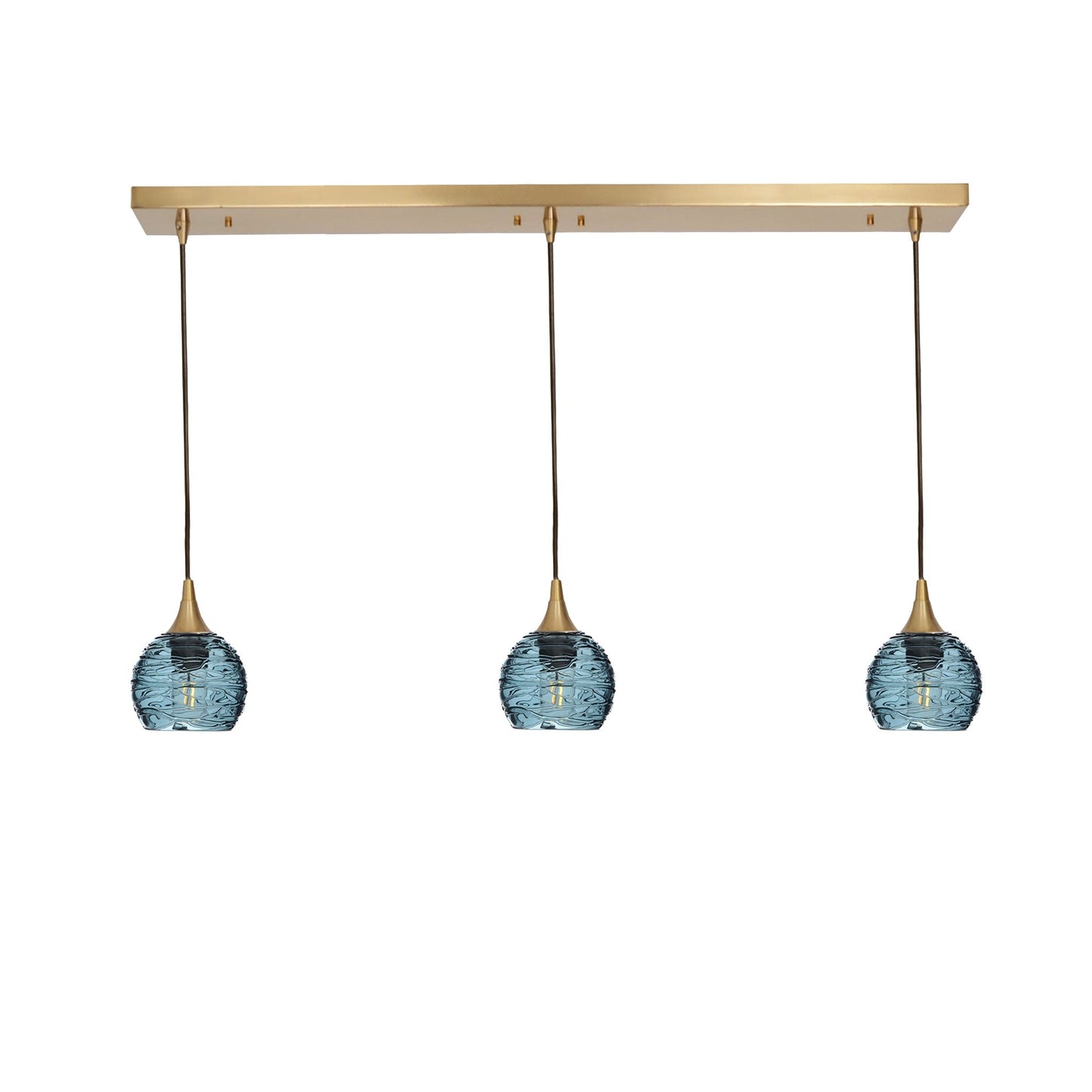 763 Spun: 3 Pendant Linear Chandelier-Glass-Bicycle Glass Co - Hotshop-Eco Clear-Matte Black-Bicycle Glass Co