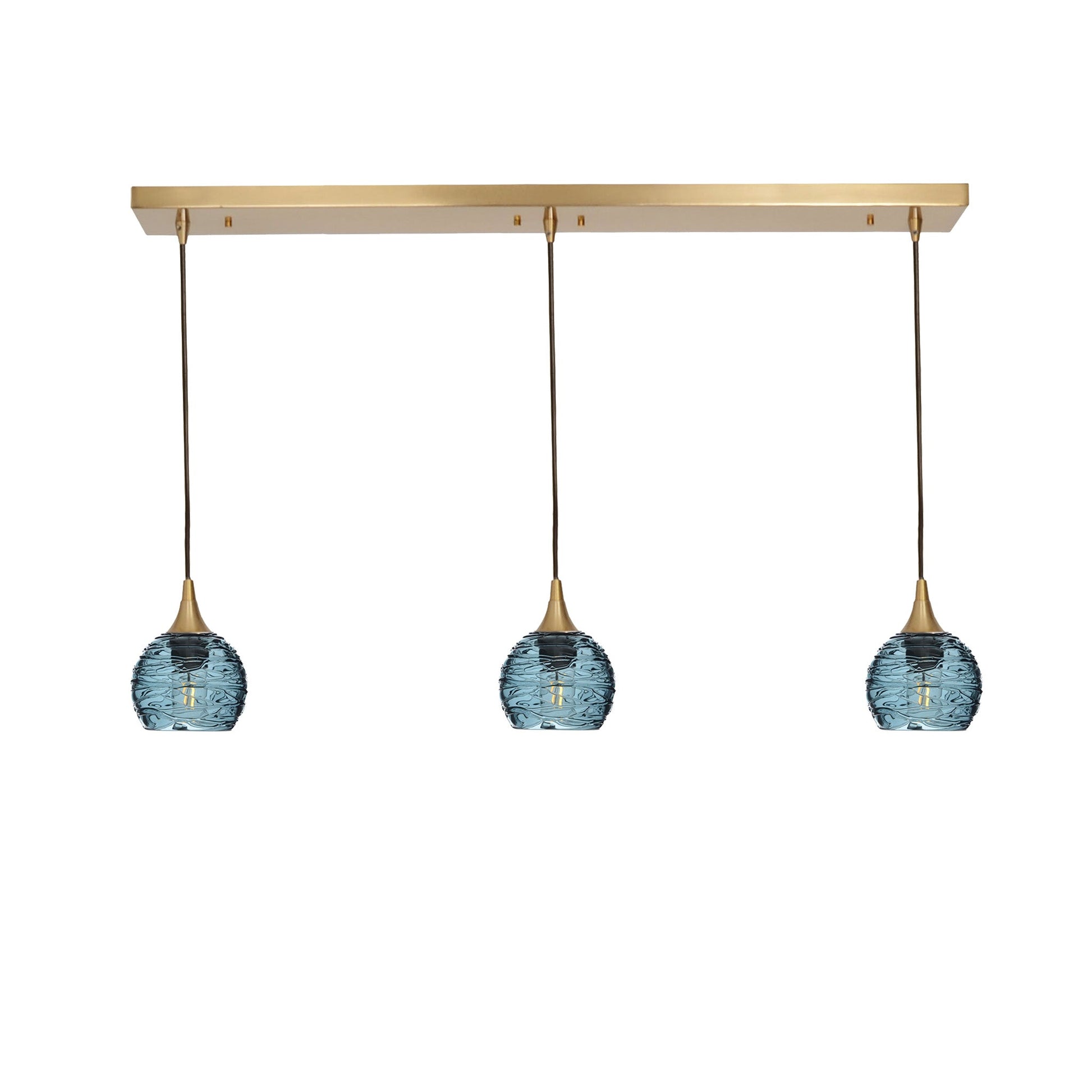 763 Spun: 3 Pendant Linear Chandelier-Glass-Bicycle Glass Co - Hotshop-Eco Clear-Matte Black-Bicycle Glass Co