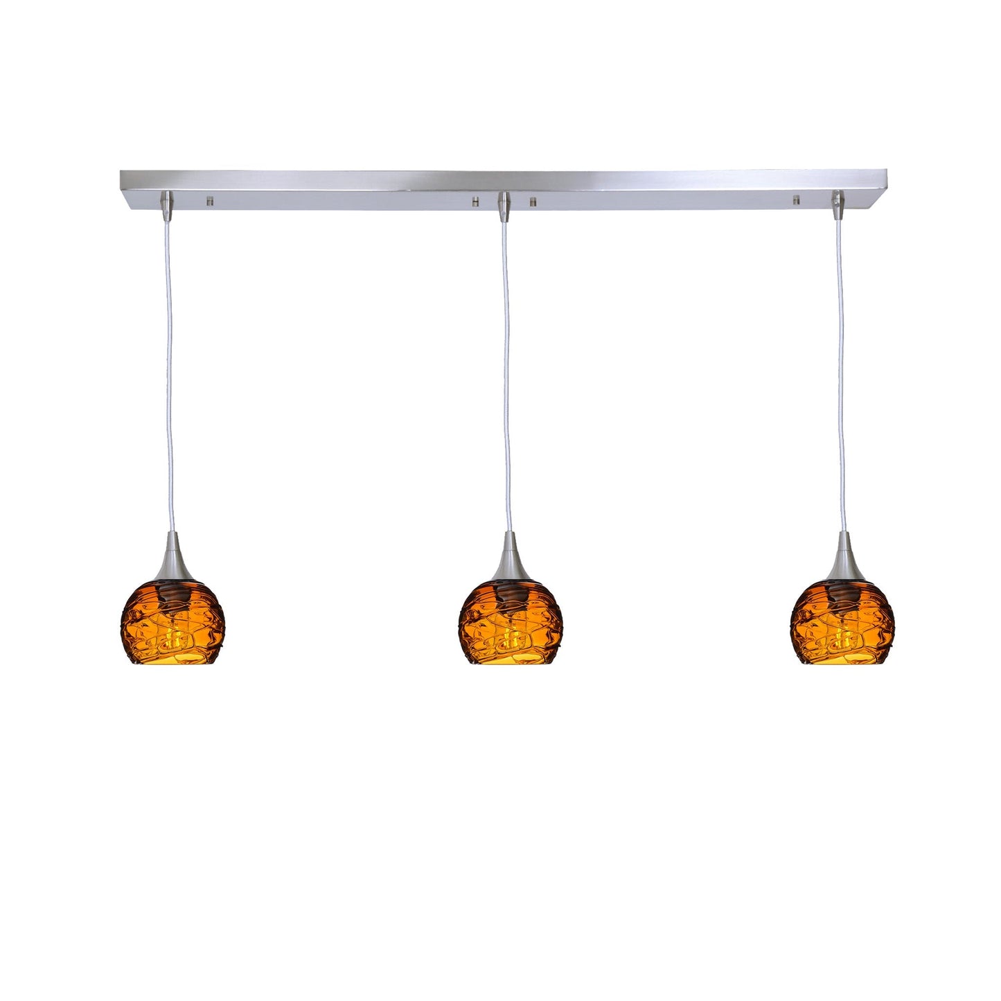 763 Spun: 3 Pendant Linear Chandelier-Glass-Bicycle Glass Co - Hotshop-Eco Clear-Matte Black-Bicycle Glass Co