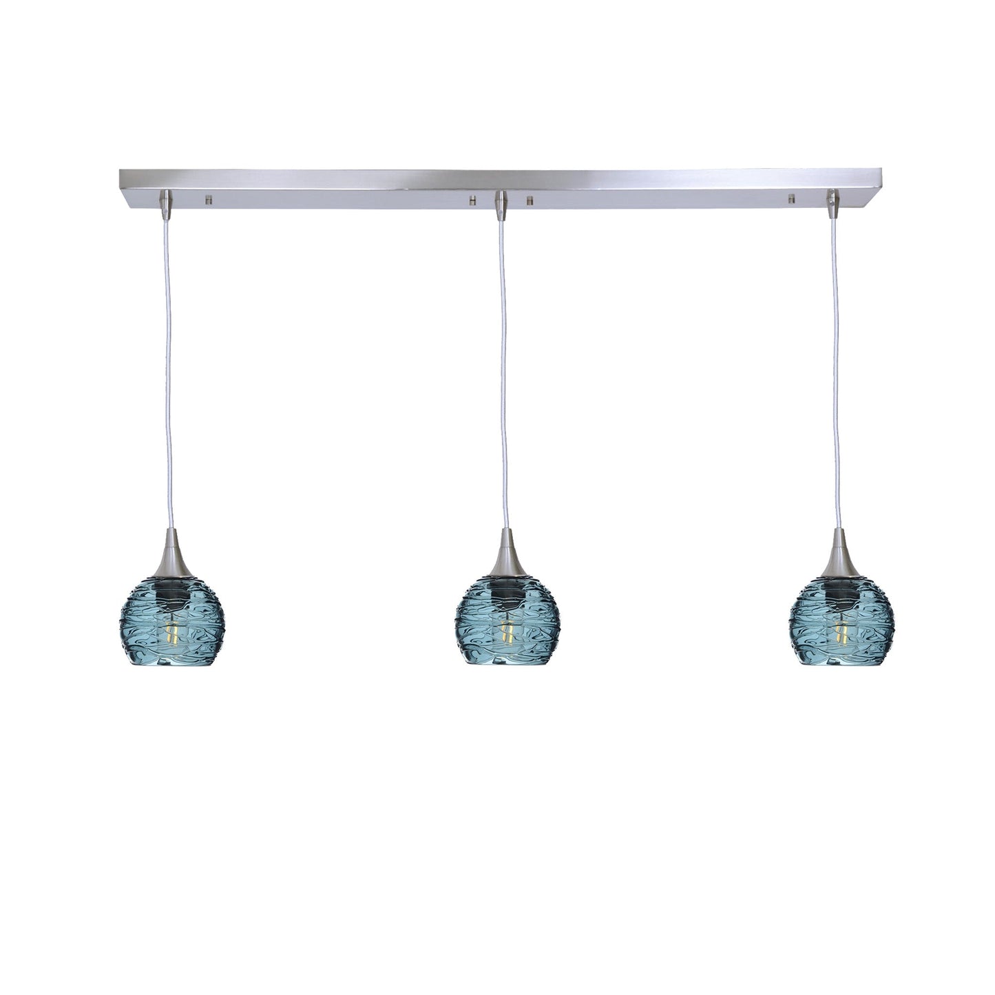 763 Spun: 3 Pendant Linear Chandelier-Glass-Bicycle Glass Co - Hotshop-Slate Gray-Brushed Nickel-Bicycle Glass Co