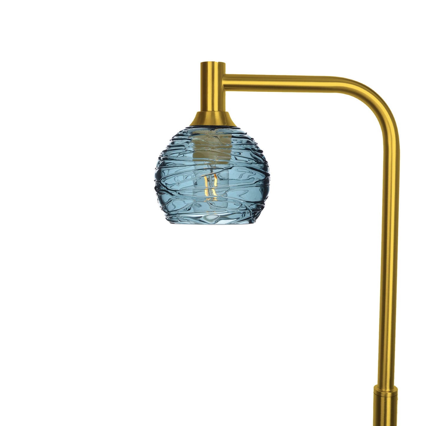 763 Spun: Floor Lamp-Glass-Bicycle Glass Co - Hotshop-Slate Gray-Polished Brass-Bicycle Glass Co