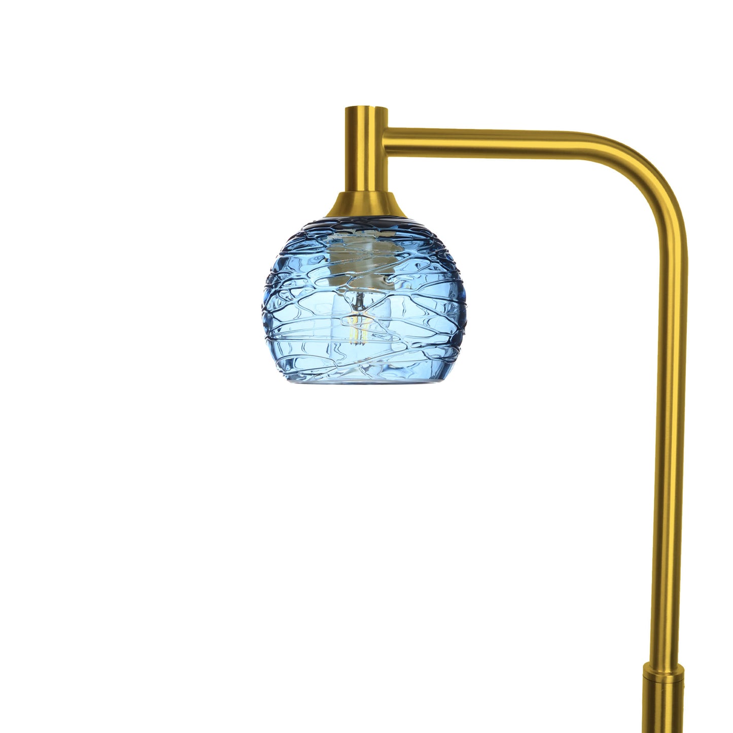 763 Spun: Floor Lamp-Glass-Bicycle Glass Co - Hotshop-Steel Blue-Polished Brass-Bicycle Glass Co